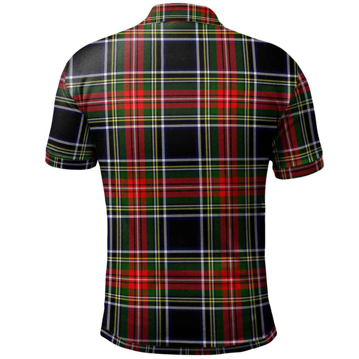 Scottish Stewart Black Clan Tartan Polo Shirt Back Side Tartan Plaid