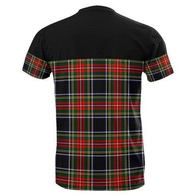 Scottish Stewart Black Clan Tartan T-Shirt Horizontal Style Back Side Tartan Plaid