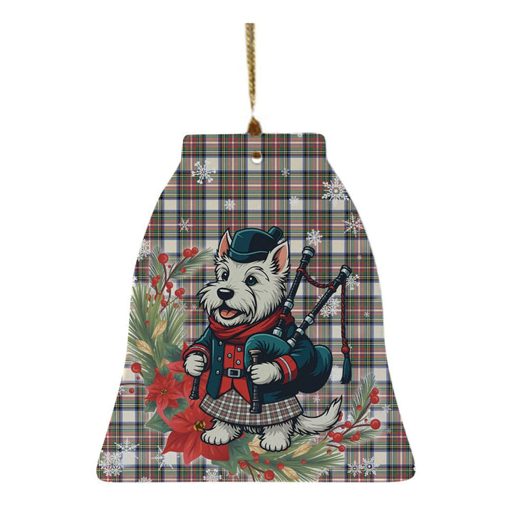 Scottish Stewart Dress Ancient Clan Tartan Ceramic Ornament Cute Scottish Terrier Dog Bell Style Tartan Plaid