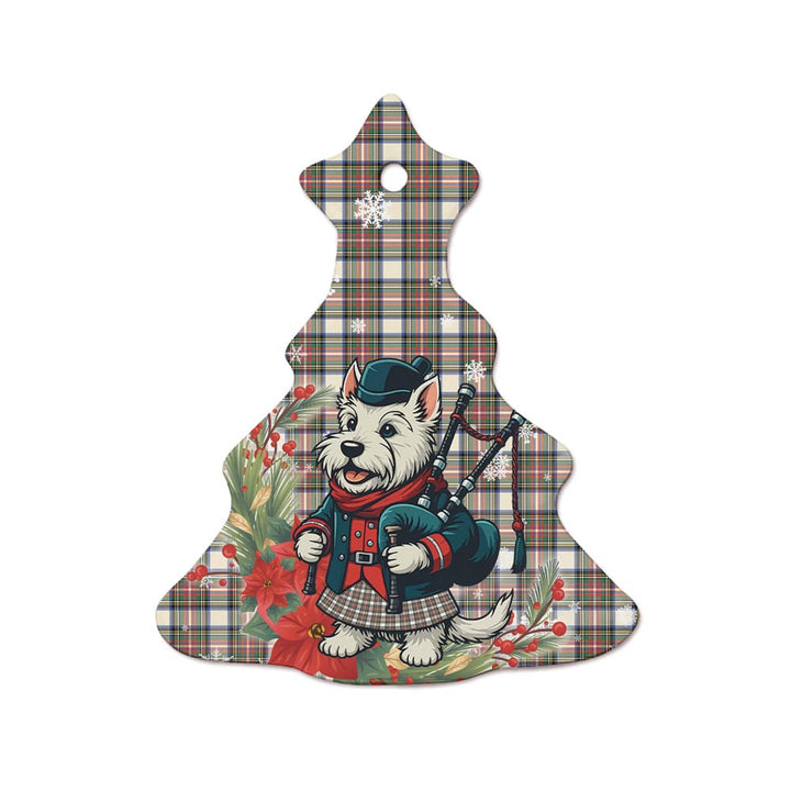 Scottish Stewart Dress Ancient Clan Tartan Ceramic Ornament Cute Scottish Terrier Dog Tree Style Tartan Plaid