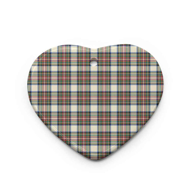 Scottish Stewart Dress Ancient Clan Tartan Ceramic Ornament Heart Shape Tartan Plaid