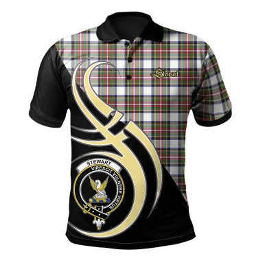 Scottish Stewart Dress Modern Clan Crest Tartan Polo Shirt Believe in Me Front Side Tartan Plaid