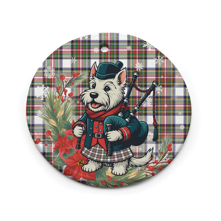 Scottish Stewart Dress Modern Clan Tartan Ceramic Ornament Cute Scottish Terrier Dog Circle Style Tartan Plaid