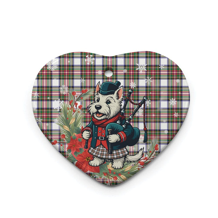 Scottish Stewart Dress Modern Clan Tartan Ceramic Ornament Cute Scottish Terrier Dog Heart Style Tartan Plaid