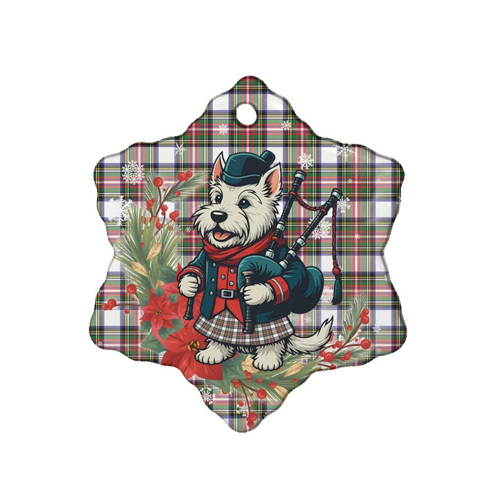 Scottish Stewart Dress Modern Clan Tartan Ceramic Ornament Cute Scottish Terrier Dog Snow Flake Style Tartan Plaid