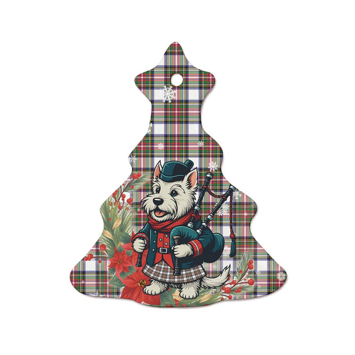 Scottish Stewart Dress Modern Clan Tartan Ceramic Ornament Cute Scottish Terrier Dog Tree Style Tartan Plaid