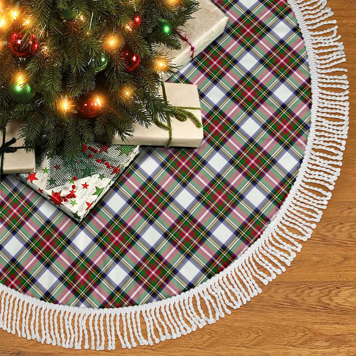 Scottish Stewart Dress Modern Clan Tartan Christmas Tree Skirt Tassels 2 Tartan Plaid