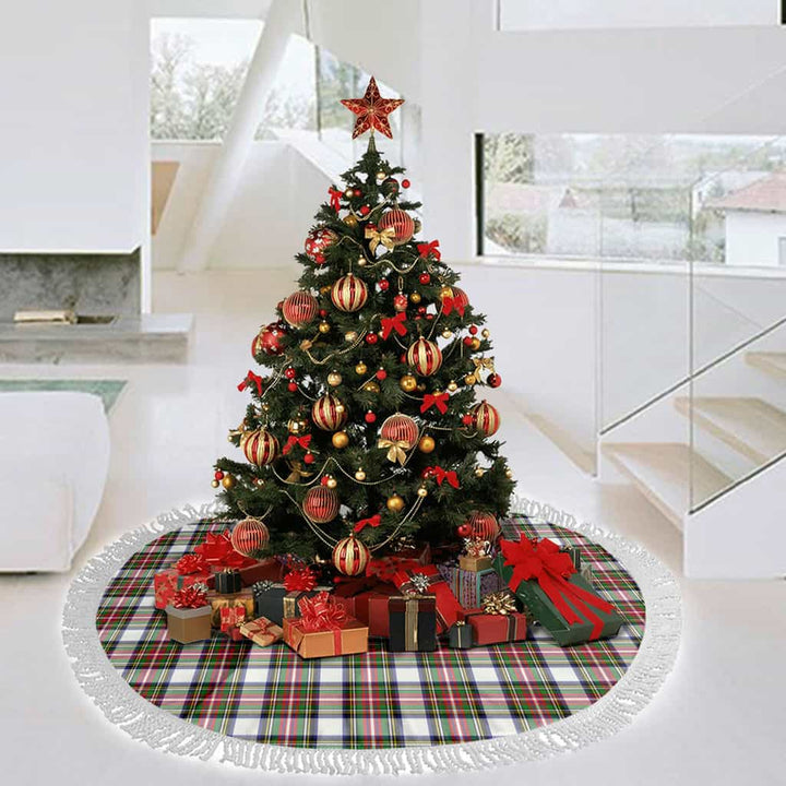 Scottish Stewart Dress Modern Clan Tartan Christmas Tree Skirt Tassels 3 Tartan Plaid