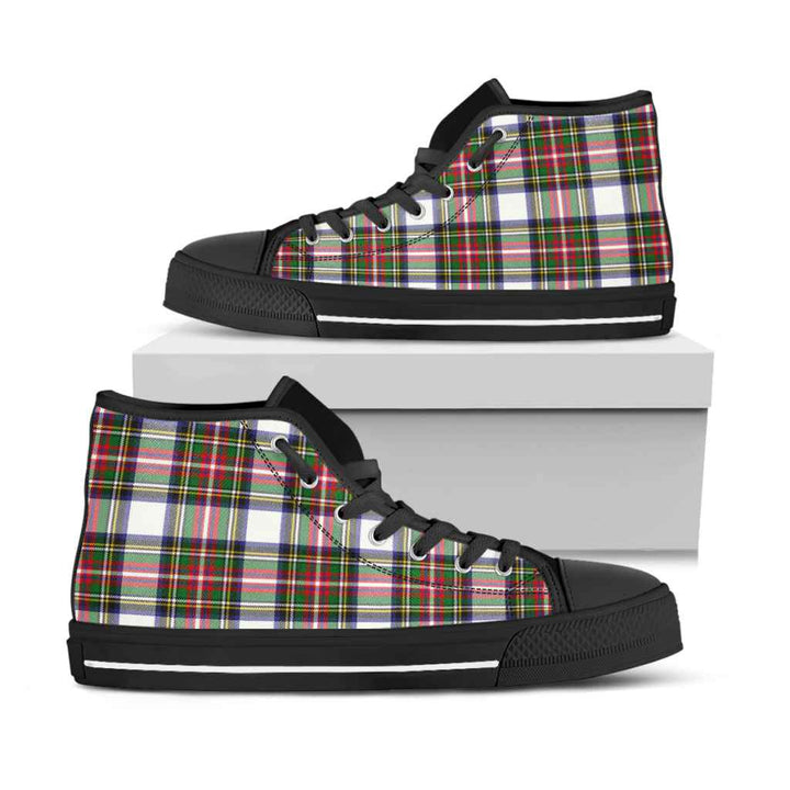 Scottish Stewart Dress Modern Clan Tartan High Top Shoes Black Sole Tartan Plaid