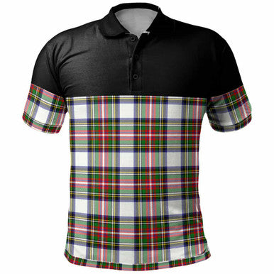 Scottish Stewart Dress Modern Clan Tartan Polo Shirt - Horizontal Style Front Side Tartan Plaid