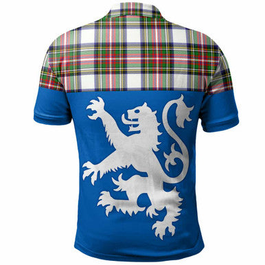 Scottish Stewart Dress Modern Clan Tartan Polo Shirt - Lion Rampant of Scotland With Flag Back Side Tartan Plaid
