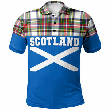 Scottish Stewart Dress Modern Clan Tartan Polo Shirt - Lion Rampant of Scotland With Flag Front Side Tartan Plaid