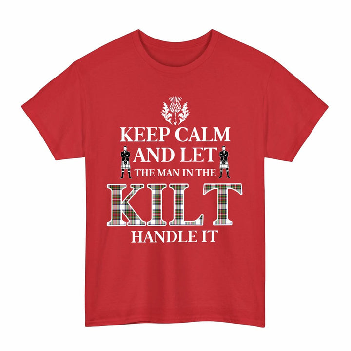 Scottish Stewart Dress Modern Clan Tartan T-Shirt - Keep Calm Tartan Plaid Red Color