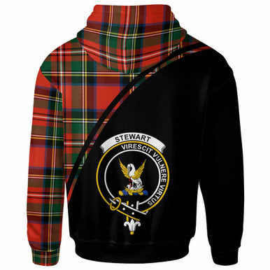 Scottish Stewart (High Stewards) Clan Crest Tartan Curve Hoodie Back Side Tartan Plaid