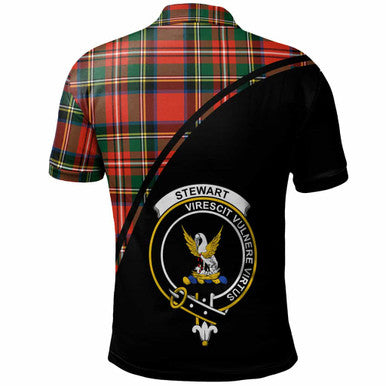 Scottish Stewart (High Stewards) Clan Crest Tartan Curve Polo Shirt Back Side Tartan Plaid