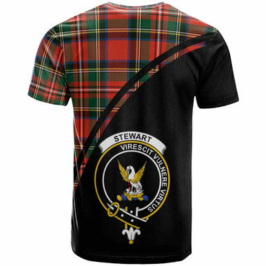 Scottish Stewart (High Stewards) Clan Crest Tartan Curve T-Shirt Back Side Tartan Plaid