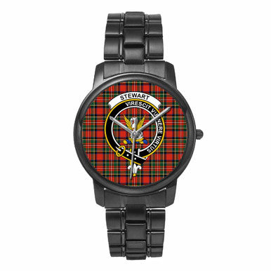 Scottish Stewart (High Stewards) Clan Crest Tartan Folding Clasp Steel Quartz Watches Tartan Plaid Black 1
