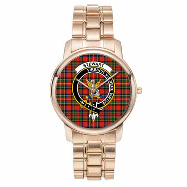 Scottish Stewart (High Stewards) Clan Crest Tartan Folding Clasp Steel Quartz Watches Tartan Plaid Rose Gold 1