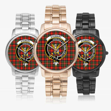 Scottish Stewart (High Stewards) Clan Crest Tartan Folding Clasp Steel Quartz Watches Tartan Plaid All