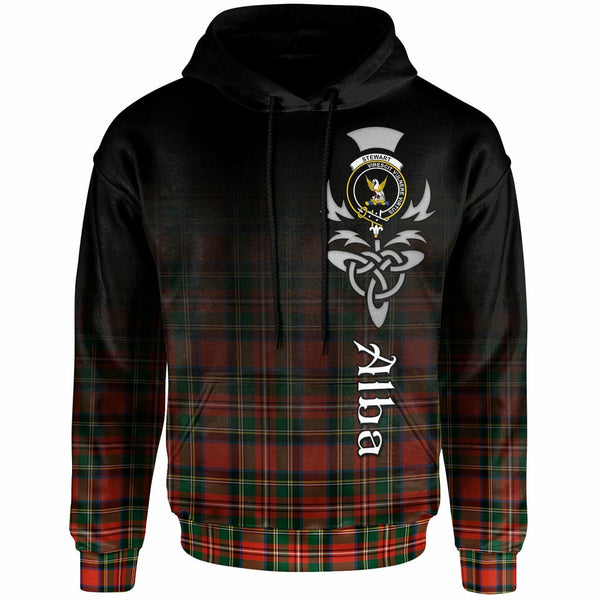 Scottish Stewart (High Stewards) Clan Crest Tartan Hoodie - Alba Gu Brath Family Crest Celtic Inspired Front Side Tartan Plaid