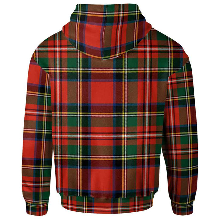 Scottish Stewart (High Stewards) Clan Crest Tartan Hoodie Back Side Tartan Plaid