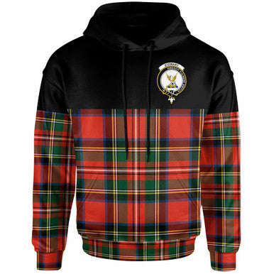 Scottish Stewart (High Stewards) Clan Crest Tartan Hoodie - Horizontal Style Front Side Tartan Plaid