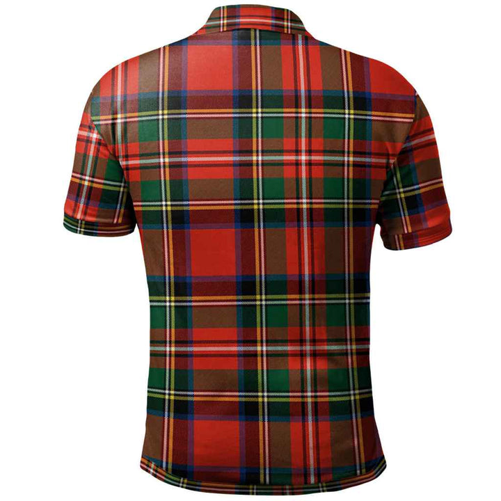 Scottish Stewart (High Stewards) Clan Crest Tartan Polo Shirt Back Side Tartan Plaid