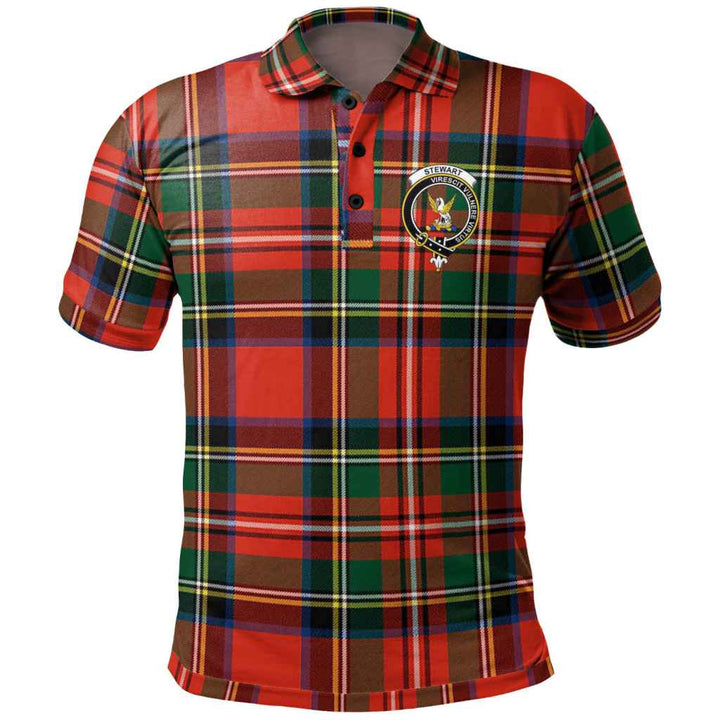 Scottish Stewart (High Stewards) Clan Crest Tartan Polo Shirt Front Side Tartan Plaid