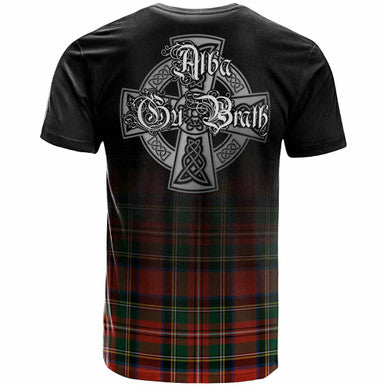 Scottish Stewart (High Stewards) Clan Crest Tartan T-Shirt - Alba Gu Brath Family Crest Celtic Inspired Back Side Tartan Plaid