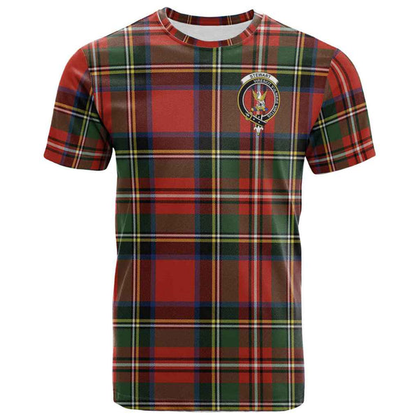 Scottish Stewart (High Stewards) Clan Crest Tartan T-Shirt Front Side Tartan Plaid