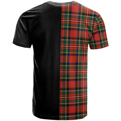 Scottish Stewart (High Stewards) Clan Crest Tartan T-Shirt Half in Me Back Side Tartan Plaid