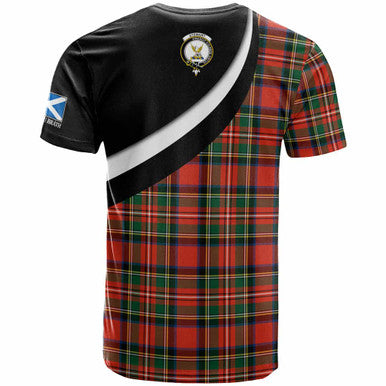 Scottish Stewart (High Stewards) Clan Crest Tartan T-Shirt - Scotland Forever Style Back Side Tartan Plaid