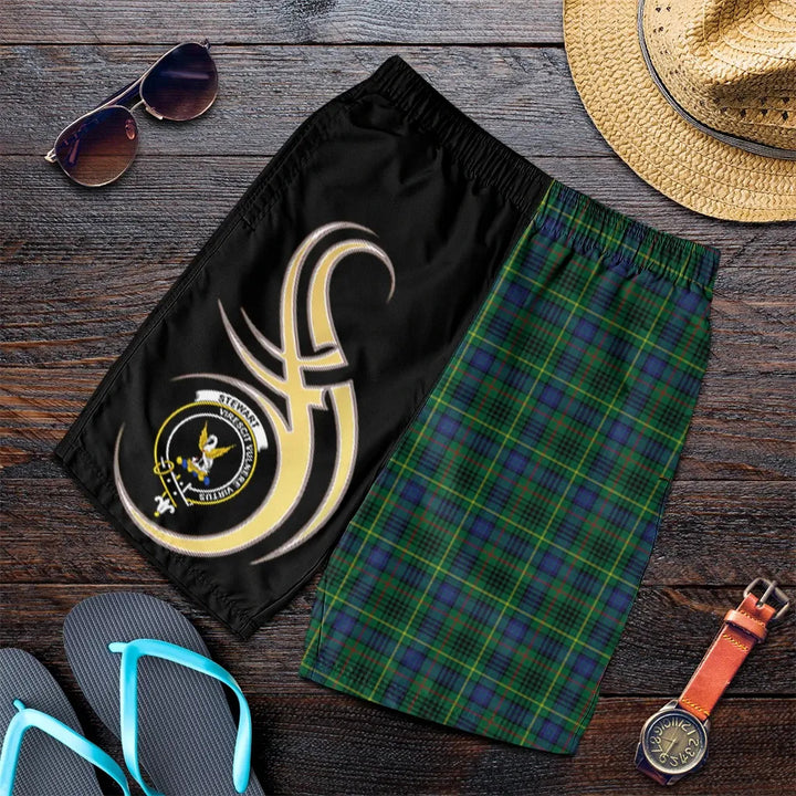 Scottish Stewart Hunting Modern Clan Crest Tartan Believe in Me Men's Shorts
