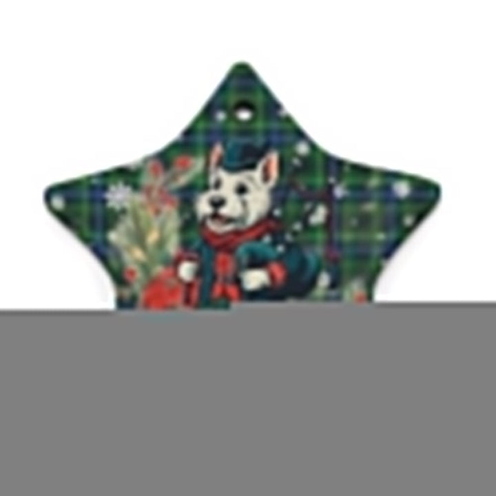 Scottish Stewart Hunting Modern Clan Tartan Ceramic Ornament Cute Scottish Terrier Dog Star Style Tartan Plaid