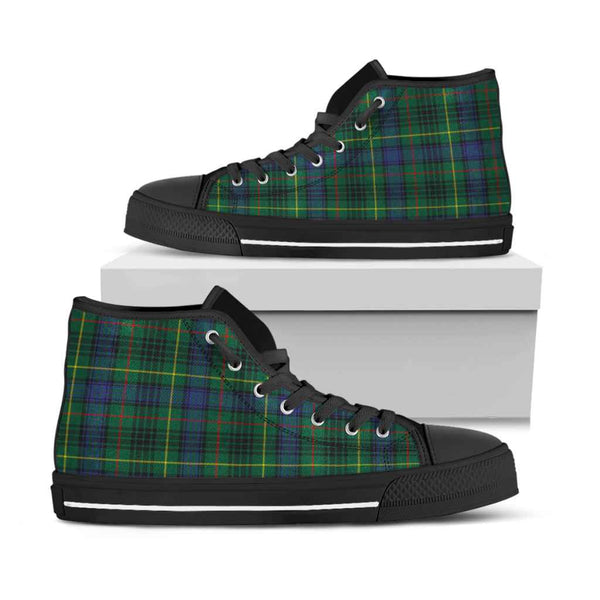Scottish Stewart Hunting Modern Clan Tartan High Top Shoes Black Sole Tartan Plaid