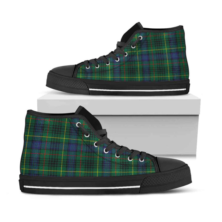 Scottish Stewart Hunting Modern Clan Tartan High Top Shoes Black Sole Tartan Plaid