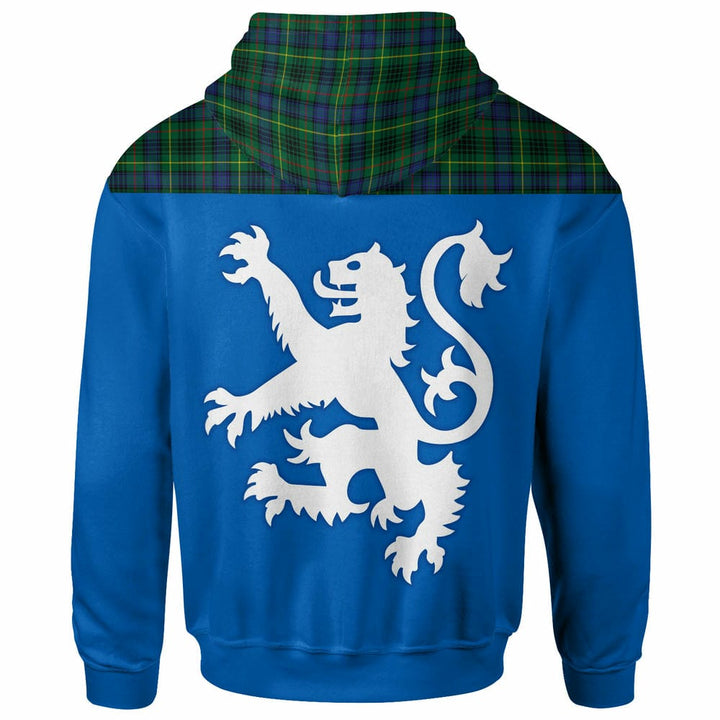Scottish Stewart Hunting Modern Clan Tartan Hoodie - Lion Rampant of Scotland With Flag back Side Tartan Plaid