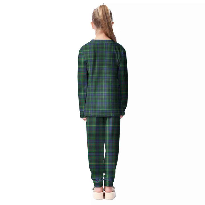 Scottish Stewart Hunting Modern Clan Tartan Pajama Set Kid Back Side Tartan Plaid