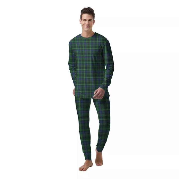 Scottish Stewart Hunting Modern Clan Tartan Pajama Set  Men Front Side Tartan Plaid