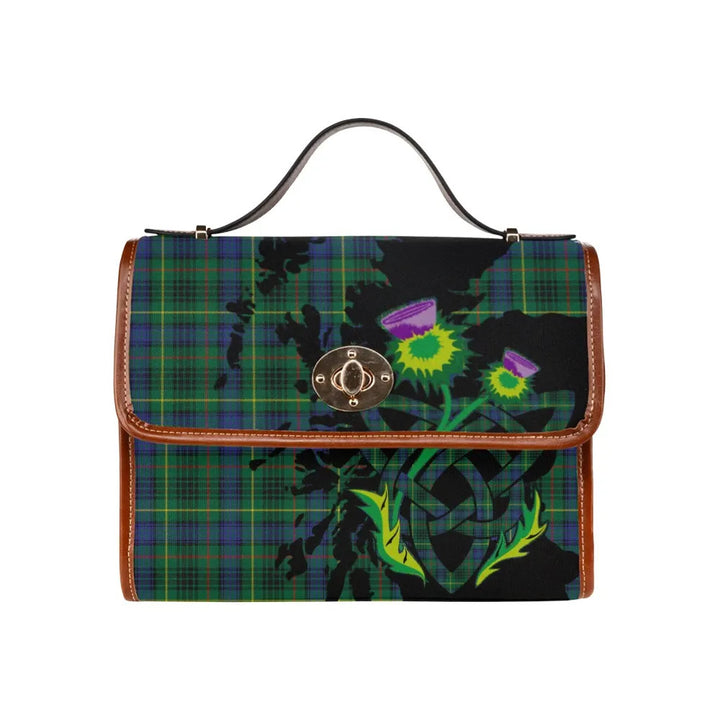 Scottish Stewart Hunting Modern Clan Tartan Waterproof Canvas Bag With Thistle Tartan Plaid 1
