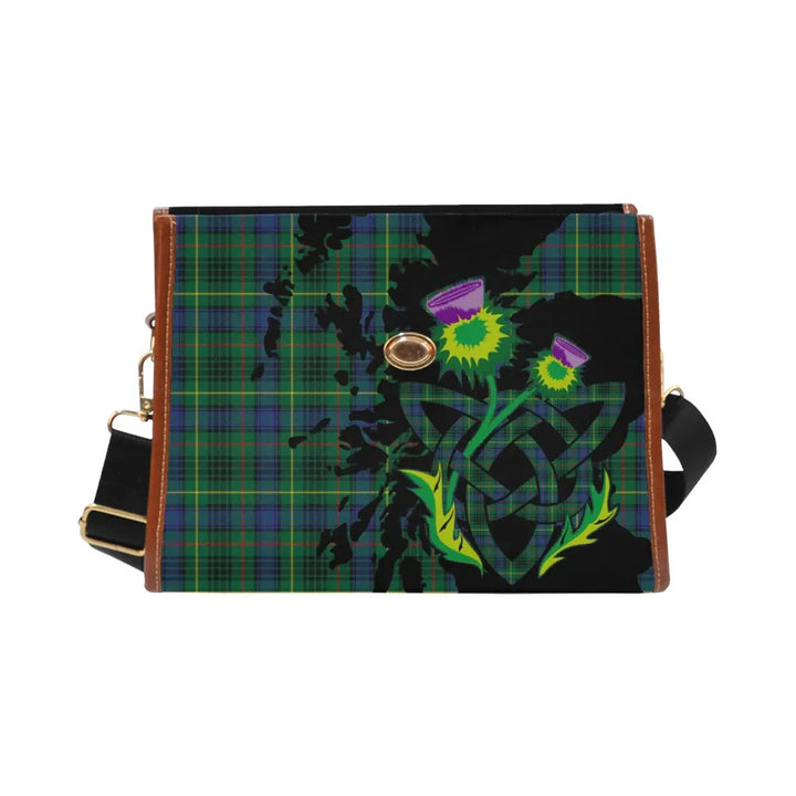 Scottish Stewart Hunting Modern Clan Tartan Waterproof Canvas Bag With Thistle Tartan Plaid 2