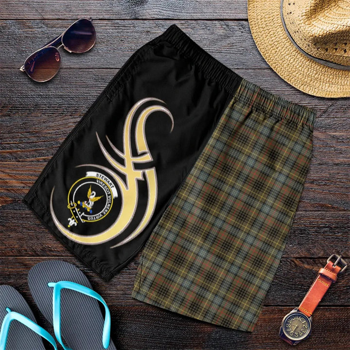 Scottish Stewart Hunting Weathered Clan Crest Tartan Believe in Me Men's Shorts