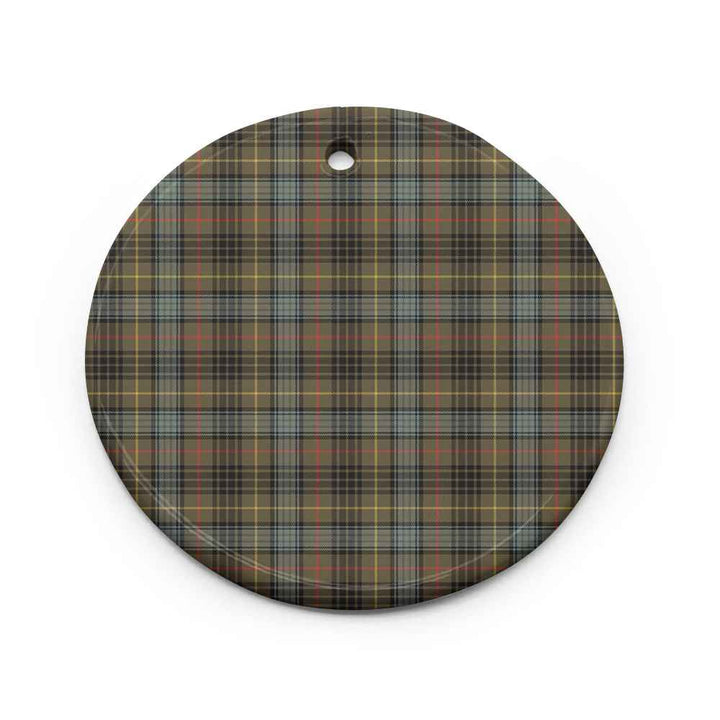Scottish Stewart Hunting Weathered Clan Tartan Ceramic Ornament Circle Shape Tartan Plaid