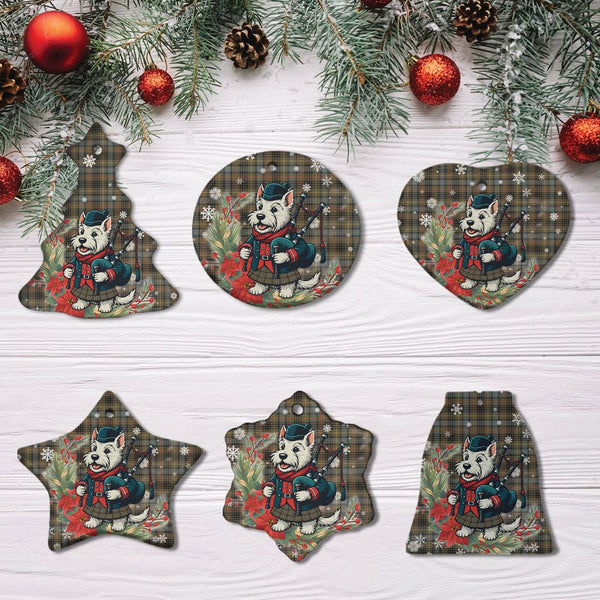 Scottish Stewart Hunting Weathered Clan Tartan Ceramic Ornament Cute Scottish Terrier Dog All Style Tartan Plaid