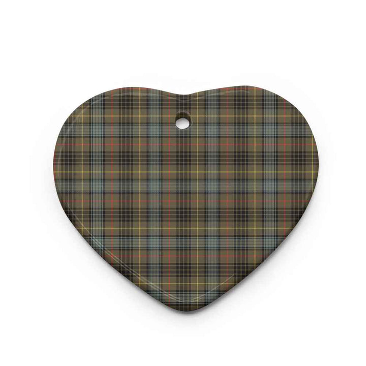 Scottish Stewart Hunting Weathered Clan Tartan Ceramic Ornament Heart Shape Tartan Plaid