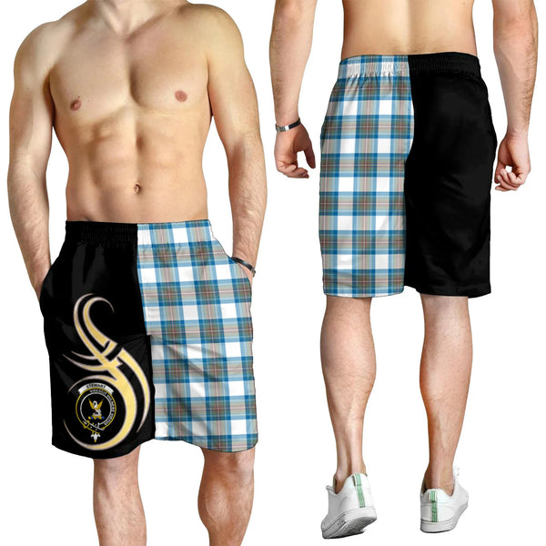 Scottish Stewart Muted Blue Clan Crest Tartan Believe in Me Men's Shorts