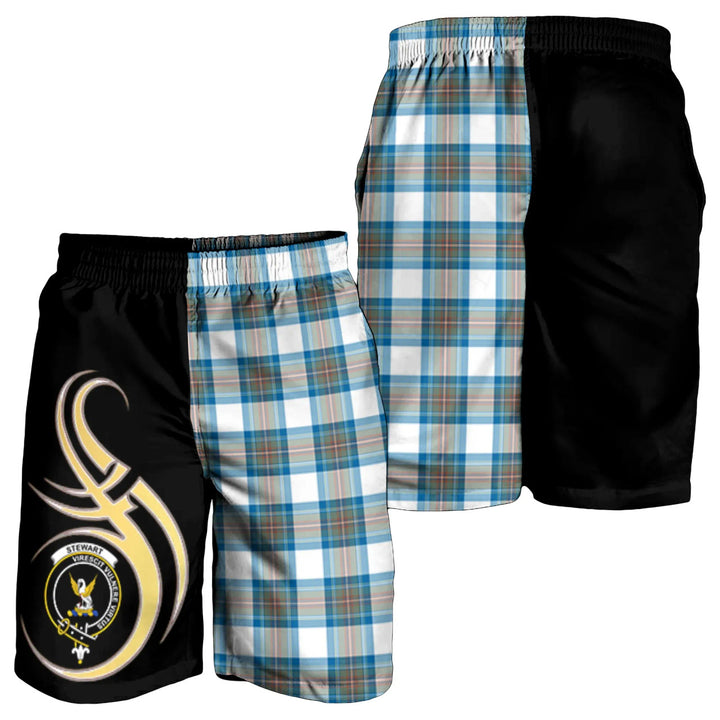 Scottish Stewart Muted Blue Clan Crest Tartan Believe in Me Men's Shorts