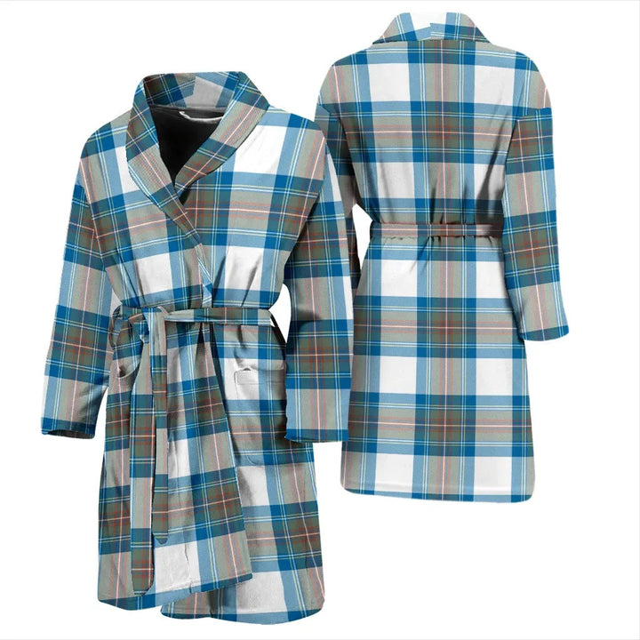 Scottish Stewart Muted Blue Clan Tartan Bathrobe 3