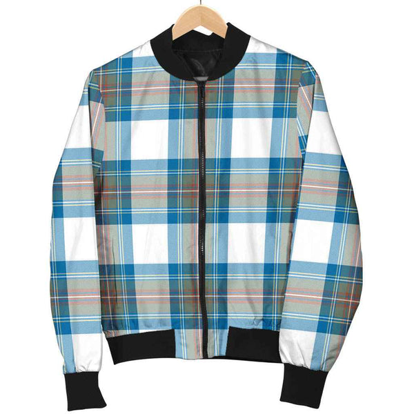 Scottish Stewart Muted Blue Clan Tartan Bomber Jacket Tartan Plaid 1