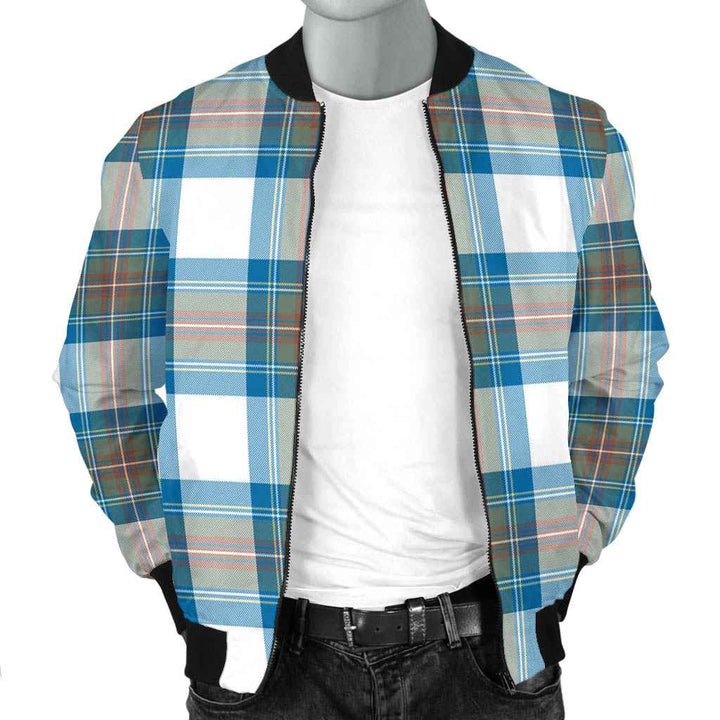 Scottish Stewart Muted Blue Clan Tartan Bomber Jacket Tartan Plaid 2